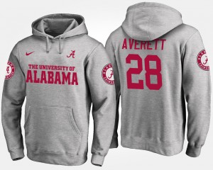 Men's Anthony Averett Gray Alabama Crimson Tide #28 Player Name and Number Hoodie 207237-557