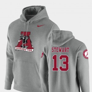 Mens ArDarius Stewart Heathered Gray Alabama Crimson Tide #13 Pullover Vault Logo Club Hoodie 676011-395