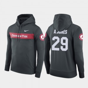 Mens Austin Jones Anthracite Alabama Crimson Tide #29 Football Performance Sideline Seismic Hoodie 702728-498