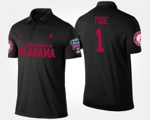 Men Black Alabama Crimson Tide #1 No.1 Sugar Bowl Name and Number Bowl Game Polo 622092-297
