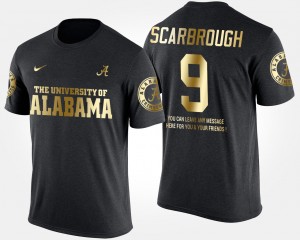 Mens Bo Scarbrough Black Alabama Crimson Tide #9 Short Sleeve With Message Gold Limited T-Shirt 868024-433