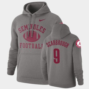 Men Bo Scarbrough Heathered Gray Alabama Crimson Tide #9 Pullover Retro Football Hoodie 243401-572