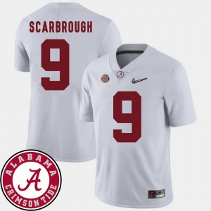 Mens Bo Scarbrough White Alabama Crimson Tide #9 2018 SEC Patch College Football Jerseys 235005-708