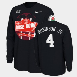 Men's Brian Robinson Jr Black Alabama Crimson Tide #4 Illustrated Long Sleeve 2021 Rose Bowl T-Shirt 548204-675