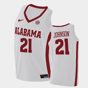 Mens Britton Johnson White Alabama Crimson Tide #21 2021 Swingman College Basketball Jersey 619813-885