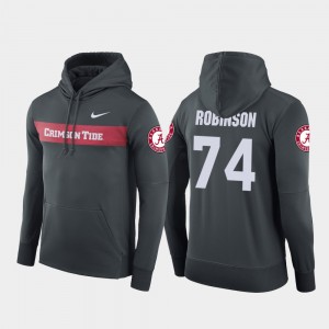 Men Cam Robinson Anthracite Alabama Crimson Tide #74 Football Performance Sideline Seismic Hoodie 443332-799