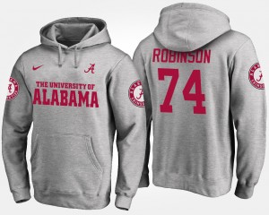 Mens Cam Robinson Gray Alabama Crimson Tide #74 Game Name and Number Hoodie 397426-465