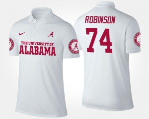 Mens Cam Robinson White Alabama Crimson Tide #74 High School Name and Number Polo 358960-726