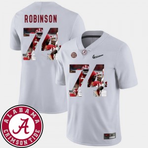 Mens Cam Robinson White Alabama Crimson Tide #74 Football Pictorial Fashion Jersey 830495-565