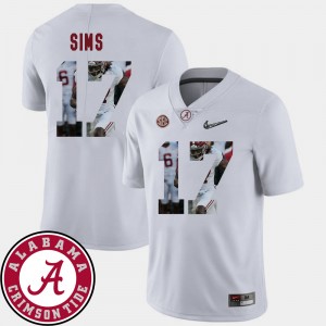 Mens Cam Sims White Alabama Crimson Tide #17 Football Pictorial Fashion Jersey 223068-979