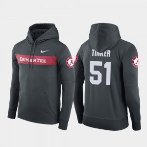 Mens Carson Tinker Anthracite Alabama Crimson Tide #51 Football Performance Sideline Seismic Hoodie 301129-219