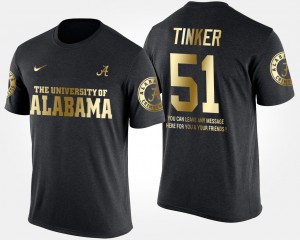 Mens Carson Tinker Black Alabama Crimson Tide #51 Short Sleeve With Message Gold Limited T-Shirt 132224-552