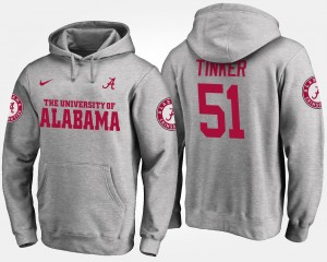 Men Carson Tinker Gray Alabama Crimson Tide #51 University Name and Number Hoodie 421460-397