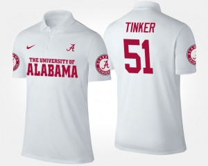 Mens Carson Tinker White Alabama Crimson Tide #51 High School Name and Number Polo 833249-524