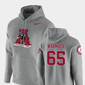 Men's Chance Warmack Heathered Gray Alabama Crimson Tide #65 Pullover Vault Logo Club Hoodie 498053-205