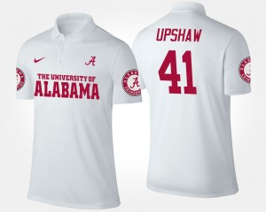 Mens Courtney Upshaw White Alabama Crimson Tide #41 Replica Name and Number Polo 138454-907