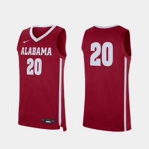 Men's Crimson Alabama Crimson Tide #20 College Basketball Replica Jersey 638452-315