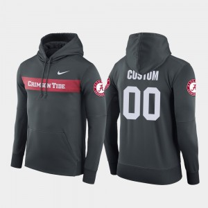 Men's Custom Anthracite Alabama Crimson Tide #00 Football Performance Sideline Seismic Hoodie 966727-786