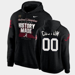 Mens Custom Black Alabama Crimson Tide #00 History Made Pullover 2020 National Champions Hoodie 233002-468