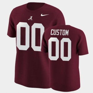 Mens Custom Crimson Alabama Crimson Tide #00 Name & Number College Football T-Shirt 523679-292