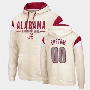 Mens Custom Cream Alabama Crimson Tide #00 Pullover Fortress Hoodie 474877-627