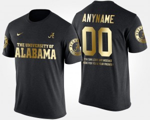 Mens Custom Black Alabama Crimson Tide #00 Short Sleeve With Message Gold Limited T-Shirt 764115-855