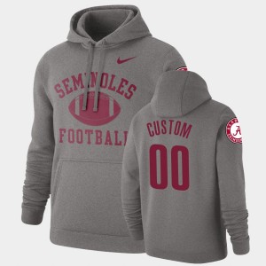 Men Custom Heathered Gray Alabama Crimson Tide #00 Pullover Retro Football Hoodie 193234-450