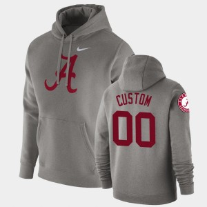 Men's Custom Heathered Gray Alabama Crimson Tide #00 Fleece Pullover Vault Logo Club Hoodie 849513-182