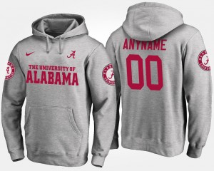 Mens Custom Gray Alabama Crimson Tide #00 Official Name and Number Hoodie 291661-297