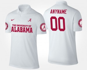 Men Custom White Alabama Crimson Tide #00 Player Name and Number Polo 518062-971