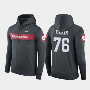 Men's D.J. Fluker Anthracite Alabama Crimson Tide #76 Football Performance Sideline Seismic Hoodie 480969-812