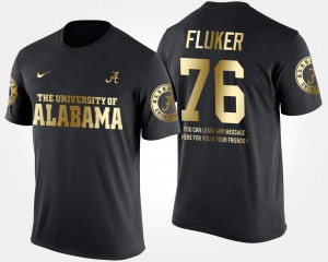 Mens D.J. Fluker Black Alabama Crimson Tide #76 Short Sleeve With Message Gold Limited T-Shirt 775719-117