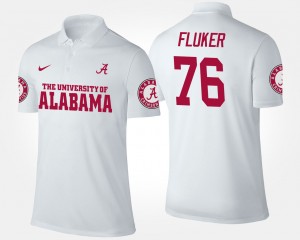 Mens D.J. Fluker White Alabama Crimson Tide #76 2025-26 Name and Number Polo 125046-323