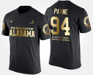 Men's Da'Ron Payne Black Alabama Crimson Tide #94 Short Sleeve With Message Gold Limited T-Shirt 127144-187