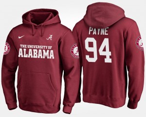 Men's Da'Ron Payne Crimson Alabama Crimson Tide #94 High School Name and Number Hoodie 451530-903