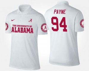 Men Da'Ron Payne White Alabama Crimson Tide #94 Official Name and Number Polo 588754-483