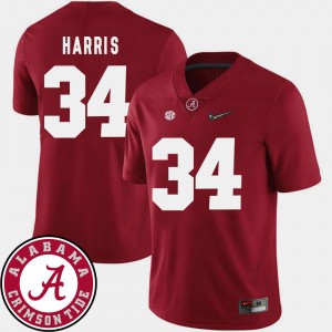 Men Damien Harris Crimson Alabama Crimson Tide #34 2018 SEC Patch College Football Jerseys 799704-746