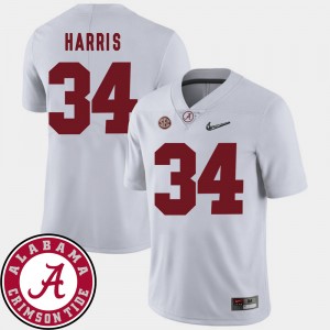 Men Damien Harris White Alabama Crimson Tide #34 2018 SEC Patch College Football Jersey 998759-277