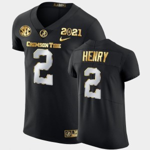 Men Derrick Henry Black Alabama Crimson Tide #2 Golden Edition 2021 National Championship Jersey 338284-488