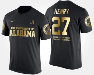 Mens Derrick Henry Black Alabama Crimson Tide #27 Short Sleeve With Message Gold Limited T-Shirt 190206-351