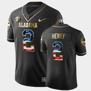 Men's Derrick Henry Black Alabama Crimson Tide #2 Stars and Stripes Golden Edition Jersey 470166-957