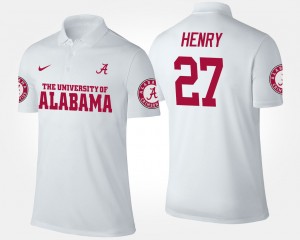 Men's Derrick Henry White Alabama Crimson Tide #27 Game Name and Number Polo 762473-953