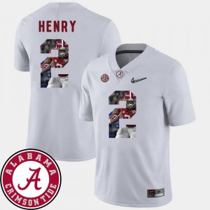 Men Derrick Henry White Alabama Crimson Tide #2 Football Pictorial Fashion Jersey 695425-655