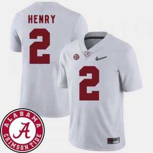 Men's Derrick Henry White Alabama Crimson Tide #2 2018 SEC Patch College Football Jerseys 676425-291