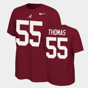 Mens Derrick Thomas Crimson Alabama Crimson Tide #55 Name & Number Retro Name and Number T-Shirt 703685-370