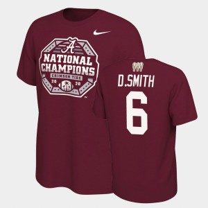 Men DeVonta Smith Crimson Alabama Crimson Tide #6 3X CFP 2020 National Champions T-Shirt 723289-306