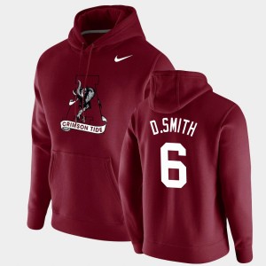 Men DeVonta Smith Crimson Alabama Crimson Tide #6 Pullover Vintage School Logo Hoodie 370036-786