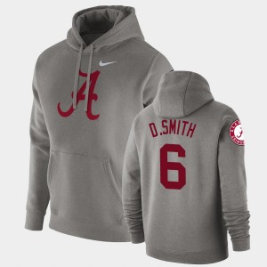 Men DeVonta Smith Heathered Gray Alabama Crimson Tide #6 Fleece Pullover Vault Logo Club Hoodie 610317-720