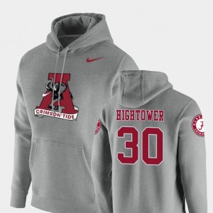 Mens Dont'a Hightower Heathered Gray Alabama Crimson Tide #30 Pullover Vault Logo Club Hoodie 571181-191