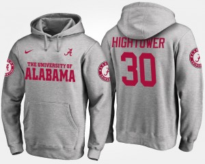 Mens Dont'a Hightower Gray Alabama Crimson Tide #30 University Name and Number Hoodie 297648-812